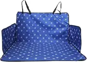 Pet Dog Car Seat Cover Waterproof Scratchproof Carriers Hammock Paw Print Trunk Cushion Transportation Safety Protector Dog Mat(Blue Paw)