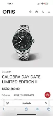 oris mens watch automatic - Calobra Limited Edition