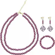 oosheon Princess Jewellery Set, 1 Necklace + 1 Bracelet + 2 Earrings, Girls Dress Up Accessories, Children's Jewellery Set Girls, for Princess Role Play Accessory Decoration, XL, Cotton, Created Pearl
