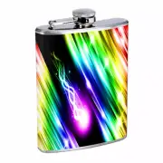Rainbow Jellyfish Em1 Flask 8oz Stainless Steel Hip Drinking Whiskey