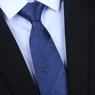 8厘米真絲藍白條紋領帶桑蠶絲男士領帶 真絲領帶襯衫襯衣領帶服飾