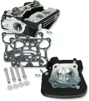 S&S Super Stock Cylinder Heads Wrinkle Black 91cc Harley Twin Cam 06-17 900-0349