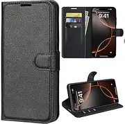 T Tersely Wallet Case Cover for iPhone 16 Pro 6.3", Premium Protective PU Leather Flip Magnetic Case with Card Slots Stand Feature - Black