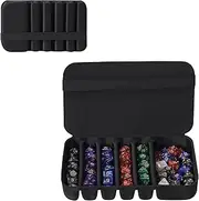 Qiteyz Dice Storage Case-2Pack,Stowable D4 D6 D8 D10 D% D12 D20 Dice Set Case for Dungeons and Dragons Polyhedral Dice RPG MTG Table Games (2 black)