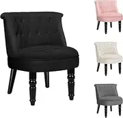 ALFORDSON Wooden Armchair with Velvet Upholstery Cushion, Accent Chair with Solid Wood Legs, Lounge Sofa for Reading Bedroom Living Room, 180KG Capacity, Winn Black