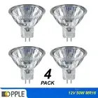 4 x 12V 50W MR16 Halogen Light Lamp Globes Bulbs with Glass Cover Gu5.3 Dimmable