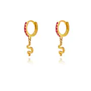 Culturesse Lois Snake Huggie Drop Earrings Sterling Silver 14K Gold Filled