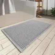 Upgraded Waffle Bath Mat, Super Absorbent Non Slip Bath 17" x 24" Light Grey
