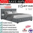 Artiss Tiyo Bed Frame Fabric Gas Lift Storage Wooden Base with Headboard Queen