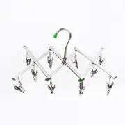Convenient Folding Underwear and Sock Drying Rack with 20 Stainless Steel Clips