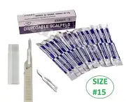 Disposable Scalpel Blades No.15 With Plastic Handle ( Box of 10 ) Sterile