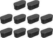 uxcell 10Pcs Oval Plastic Hole Plug, 1.34" x 0.63" Rubber End Caps Pipe Tube Inserts End Blanking for Chair Legs Metal Pipe Post Furniture, Black