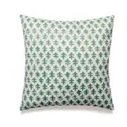 Green Oak Leaves On White With Microgel Feather-Like Insert Pillow