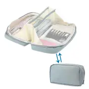 Catzon Aesthetic Pencil Case 3 Compartments Large Capacity for Students-Blue