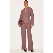 Mushroom Premium Woven Tie Side Blazer Jumpsuit, Mushroom