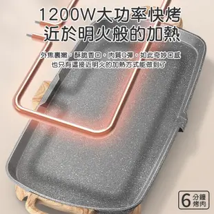 【110v電烤盤】麥飯石 家用電烤爐 韓式多功能燒烤爐烤肉不沾控溫鐵板燒