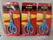 SET OF 3 Blunt Tip Kids 5" Scissors, Scotch 3M, Blue Color Brand New L2