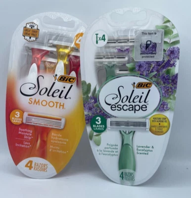 Lot BIC Soleil escape & SMOOTH 3 Blades Lames 4 razors mujer sensitive skin