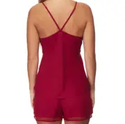 Calvin Klein Women's Mesh Trim Cami & Short Sleep Set - Ember Blaze - Size M
