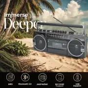 Portable Retrobox 2 Way Speaker System Cassette Player Blueooth Boombox AM/FM/SW