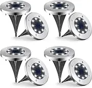 UFOND 8 Pack Solar Ground Lights, Outdoor Waterproof Garden Light Decor, Disk Solar Deck Light, Landscape Lighting for Patio Pathway Yard,Outdoor Lights (Cold White)