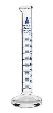 Eisco Labs 10ml Graduated Cylinder, Class A - Blue Graduations, Round Base