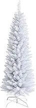 Giantex 5FT Artificia Pencil Christmas Tree, Realistic Unlit Pine Tree with 240 PVC Needles & Folding Metal Stand, for Indoor Outdoor Christmas Decoration
