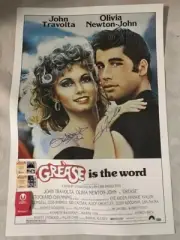 OLIVIA NEWTON JOHN & JOHN TRAVOL Hand Signed 'GREASE' Fullsize Poster + CA COA
