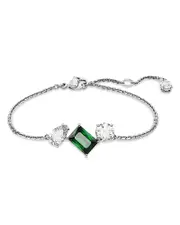 Swarovski Mesmera Clear & Green Mixed Cut Link Bracelet in Rhodium Plated