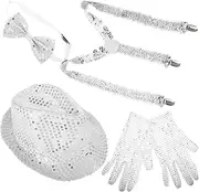 [CATIEBYE] Western Sequin Hat Men's Glitter Fedora Hats for Party Supplies Dance Accessories