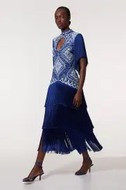 Embellished Fringe Woven Maxi Dress