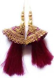 Indian Traditionl Triangles Design Beads & Threads Latkan Color Purple 1 Pair