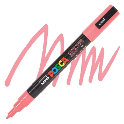 Posca Markers, Paint Marker, Coral Pink, 3M Fine Tip, Opaque, Acrylic, Candy