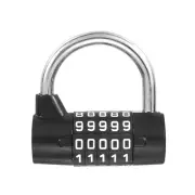 Combination Padlock, 5 Digit Gym Locker Lock Zinc Alloy Password Padlock, Black