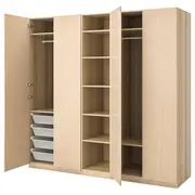 PAX / FORSAND wardrobe combination, white stained oak effect/white stained oak effect, 250x60x236 cm