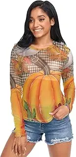 [RPLIFE] Orange Pumpkin Brown Checkered Plaid Mesh Sleeve Top, Sheer Rave Top S-XXL