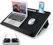iXTRA 2-in-1 Bed Table & Lap Desk with Soft Cushions, 17inch Laptop Desk for Bed, Foldable with Wrist Rest, Computer Tray Table with Tablet & Phone Holder, Ideal for Bed Desk, Sofa & Chair-60 * 40cm