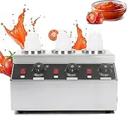 Commercial Electric Sauce Warmer Heater, Jam Chocolate Butter Fresh-Keeping Machine 30～85℃, Cheese Dispenser with Squeeze Bottle(3 Grids)