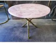Round Rose Quartz Side Table & Sofa Table Top, Coffee Table, Handmade Decor