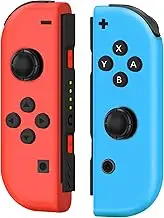 Replacement for Switch Controllers,Left and Right Wireless Controller with Charging Grip Compatible with Nintendo Switch/OLED/Lite,with 6-Axis Gyro,Wake-up, Vibration,Red