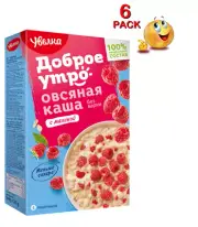 6 PACK x 200gr OATMEAL RASPBERRY CREAM Cereal 100% Natural UVELKA Увелка RF