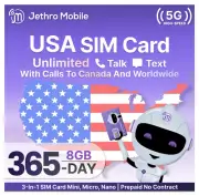 $7.92/mo Jethro Mobile SIM Card 1 Year 8GB Highspeed Data Unlimited Talk &Text