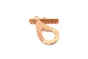 Copper Plated Brass Checkered Teardrop Toggle Clasp, 14x25mm, Jewelry Findings