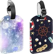 [WOSHJIUK] Luggage Tags,2 Pack Labels Suitcase Tags,Lighthouse Anchor and Starfish,Luggage Tags Privacy Protection Travel Bag Tag
