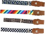 [WESIEVYA] Elastic Waist Belt for Dress 4 Pack Boys and Girls Elastic Waistband Fashion Buckle Comfortable Easy to Wear