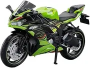 Die-cast Metal 1:12 Motorcycle for Kawasaki Ninja ZX6R Model with Front Steering Wheel Alloy Fuel Tank Mini Simulated Vehicle Miniature Vehicle(NinjaX6R Green)
