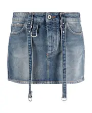 Off-White Logo Patch Denim Mini Skirt IT44 Blue