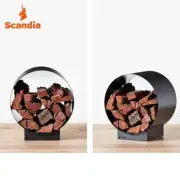 Scandia Round 450 45cm Wood Log Holder Rack Storage Ashen black Fire Wood Heater