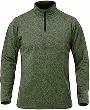 [HanzhuoLG] Men's QuickDrying Sports Fitness T Shirt 1/4 Zipper Design Outdoor Running Cycling Climbing Long Sleeve Tee XX-Large Green
