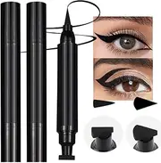 evpct 2Pcs Black Eyeliner and Wing Stamp Set Big Small Winged Eyeliners Stamps Cat Eye Liner Stamp Stencils Tool for Women All Eye Shapes Waterproof delineador de ojos a prueba de agua contra el agua